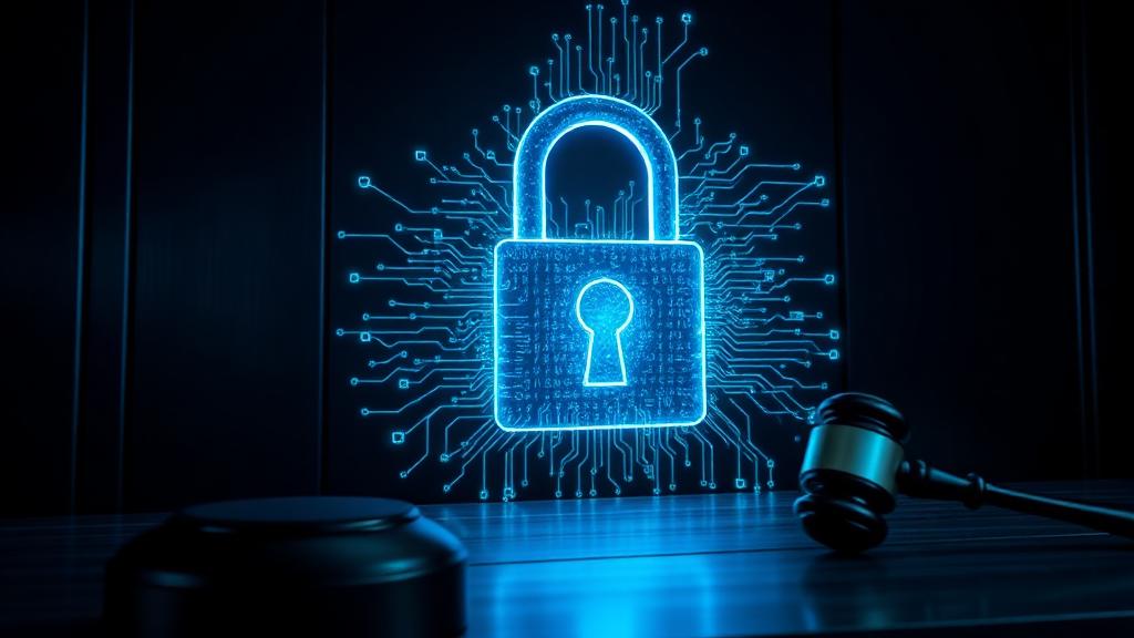 Digital lock with data streams representing privilege breach through AI