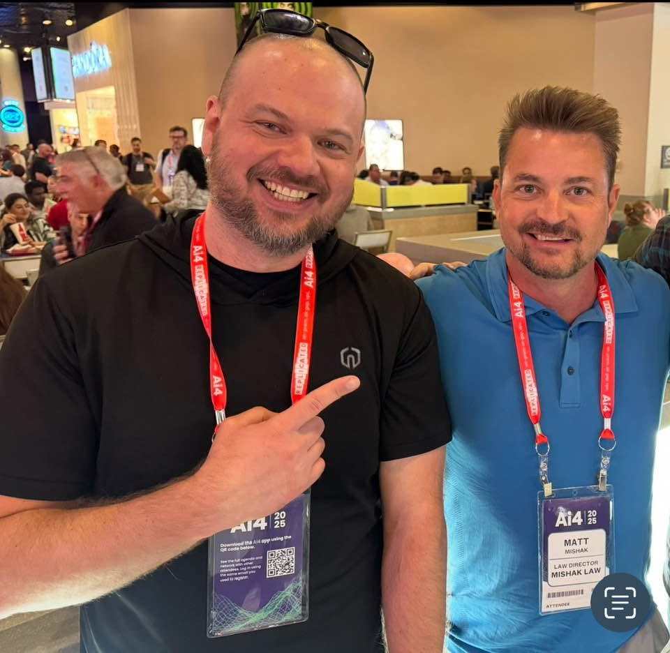 Matt Mishak with AI YouTuber Wes Roth at AI4 2025